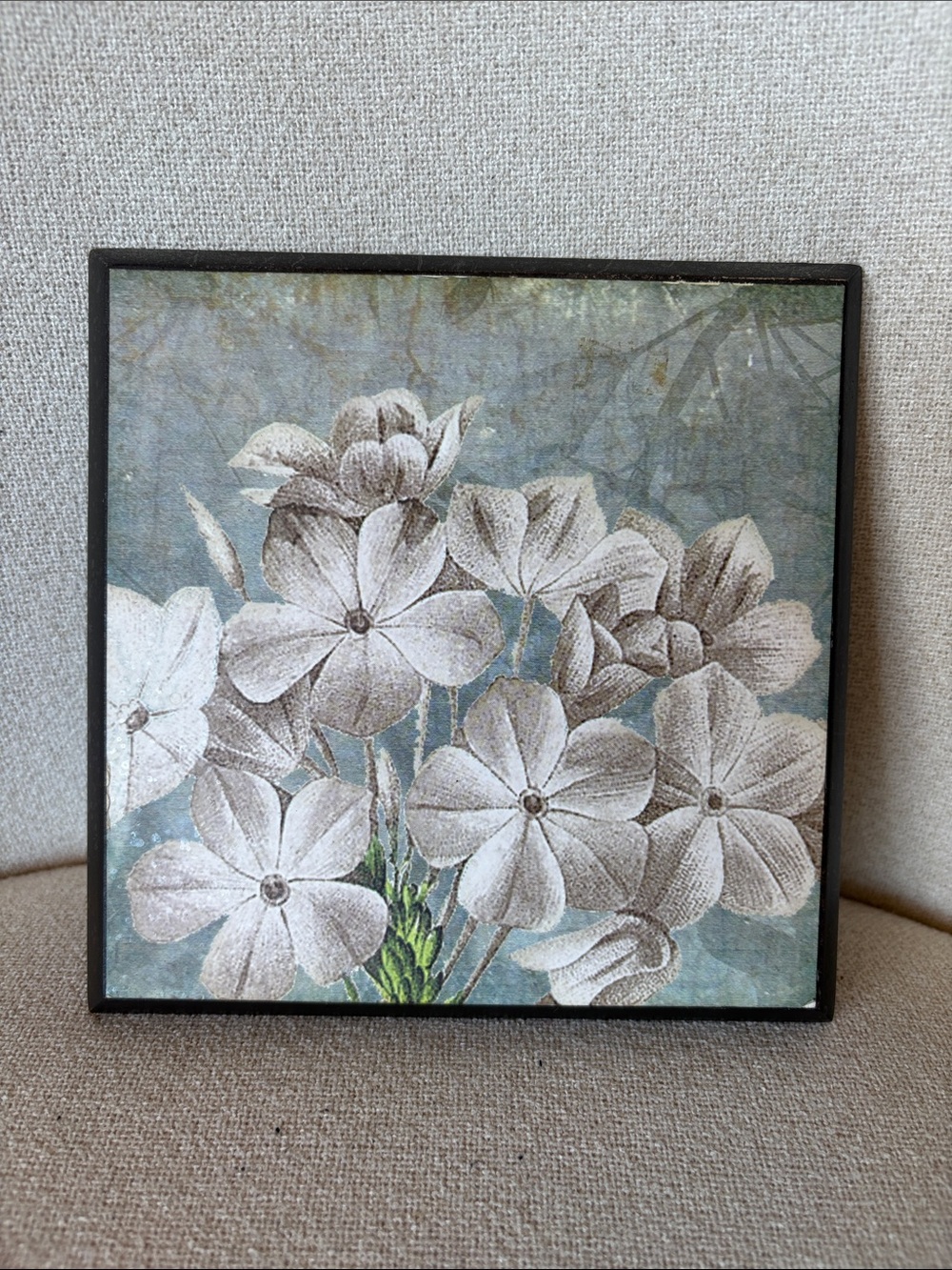 Vintage Muted Blue-Grey Framed Botanical Art Print